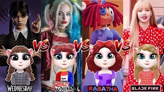 My Talking Angela 2  Cosplay 🖤🩷 Wednesday Addams Vs Harley Quinn Vs Ragatha Vs Lisa Blackpink 🖤🩷 [upl. by Lama]