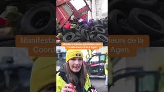 Manifestation des agriculteurs en colère de la Coordination Rurale devant la préfecture d’Agen [upl. by Dabney620]