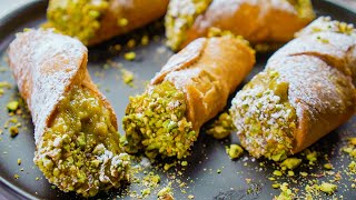 How To Make Homemade ITALIAN CLASSIC PISTACHIO CANNOLI  Recipesnet [upl. by Stroup]