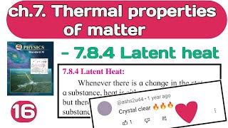 ch 7 Thermal properties of matter 16 class 11 Maharashtra boardlatent heat [upl. by Ysied]