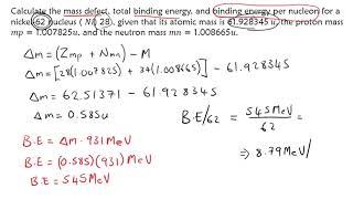 Find Mass DEFECT and BINDING Energy [upl. by Aleihs163]