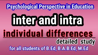 inter and intra individual differences psychology [upl. by King]