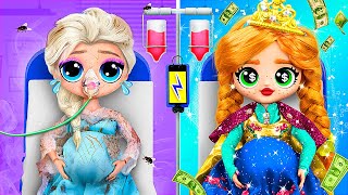 Rich Anna and Broke Elsa Became Mommies  32 Frozen DIYs [upl. by Binette438]