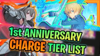 SAO ARS 1st Anniversary CHARGE TIER LIST IS HERE  RANKING 50 CHARACTERS  SAO Alicization RS [upl. by Hiamerej]