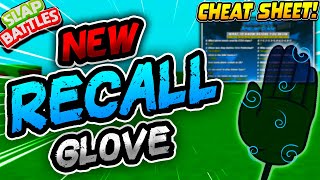 NEW Recall Glove wCheat Sheet  How to get it ⏱ Slap Battles Roblox [upl. by Tnairb]