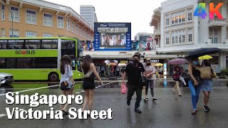 4K Singapore Victoria Street Bugis to City Hall MRT Walking Tour On a Rainy Day [upl. by Norre]