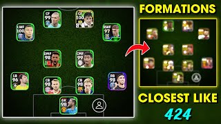 Closest Formations to 424 in eFootball 2024 mobile 😍  eFootball Best Formations [upl. by Aynnek]