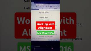 Working with Alignment  Align Left Align Center Align Right word2016 [upl. by Morena]