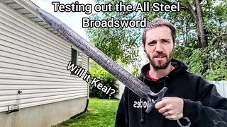 Testing A Medieval Broadsword This Thing Is A Chunky Beast [upl. by Neelram]