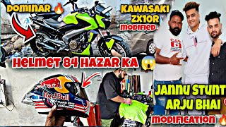 Motovloggerjannustunts🤩 84 hazar ka helmet 😱  best Modified Bajaj Dominar 400250  1 in India [upl. by Aikram]