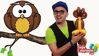 Gufo con Palloncini  Balloon Owl  Tutorial 91  Feste Compleanni [upl. by Pansir]