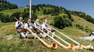 Berthold Schick und seine Alphornbläser • Oberthingauer AlphornPolka • Hochvorsäß Mellau [upl. by Standley]