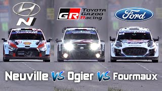 Neuville vs Ogier vs Fourmaux COMPARISON  2024 WRC Rallye MonteCarlo  Hyundai vs Toyota vs Ford [upl. by Neelram]