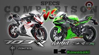 ZONTES 703RR vs KAWASAKI NINJA ZX6R SPECS COMPARISON [upl. by Abbotsen]