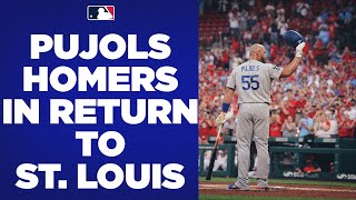 Albert Pujols returns to St Louis homers in first atbat And gets a standing ovation [upl. by Eidassac]