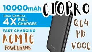 ACMIC C10PRO Slim 10000mAh AiCharge Power Bank QC4  PD  VOOC [upl. by Botnick]