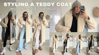 WAYS TO STYLE A TEDDY COAT  6 outfit ideas for winterspring 2024 [upl. by Anev]