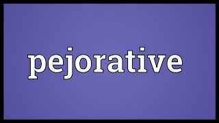 Pejorative Meaning [upl. by Sluiter]