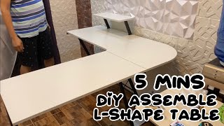 Easy DIY 5 MINS Assemble of LShape Computer Table [upl. by Quinta]