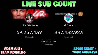 🔴LIVE UR · Cristiano Ronaldo vs MrBeast Sub Count Battle Cristiano Ronaldo New Channel [upl. by Nadya]