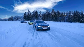 BMW F11 M550d F82 M4 F20 M140i and Mercedes C63 AMG on ice [upl. by Dibri307]