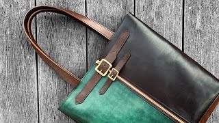 Making a Stylish Leather Bags Pattern No48 [upl. by Ellenehc947]