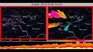 Województwo śląskie burza zarejestrowana przez detektor w Żorach 8072015 [upl. by Aihseyn55]