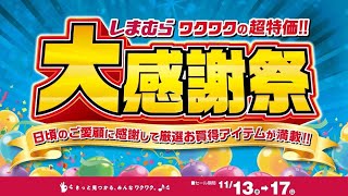 日頃のご愛顧に感謝して厳選お買得アイテムが満載！ しまむら大感謝祭開催！1117日まで！ [upl. by Birmingham]