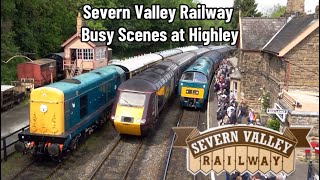 Severn Valley Railway Diesel Gala  Busy Scenes at Highley Inc POORLY COLAS HST [upl. by Adialeda]