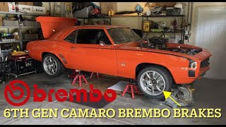 69 Camaro 6th gen Camaro Brembo Brake Install [upl. by Nerrad]