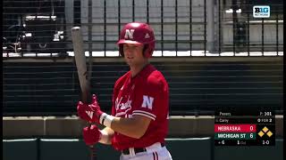 Dylan Carey Double Nebraska Husker Baseball vs Michigan State 51824 huskers nebraska baseball [upl. by Puritan]