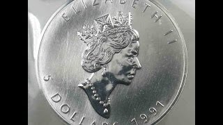 Canada 5 Dollars 1991 Maple Leaf Silver Bullion Coins [upl. by Brady713]