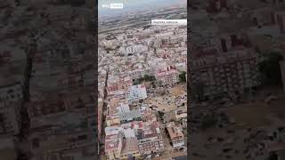 Aerial footage shows devastating aftermath of fatal floods in Valencia [upl. by Adnarom]