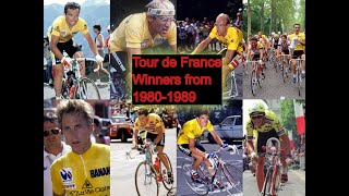 Tour de France winners from 1980 to 1989 Hinault to LeMond [upl. by Ailicec715]