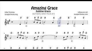 Amazing Grace Easy Notes Sheet Music for Beginners in treble Clef for Violin Flute Recorder Oboe [upl. by Enneite747]