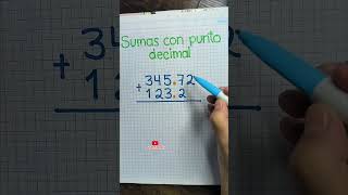 Sumas con punto decimal shortvideo eduacion educarte youtubeshorts matematicas maths shorts [upl. by Wainwright]