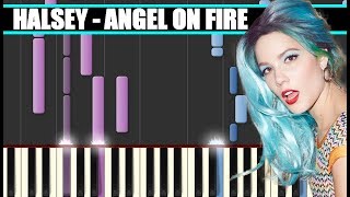 ANGEL ON FIRE Halsey Piano Tutorial  Cover SYNTHESIA  MIDI amp SHEETS [upl. by Shulock865]