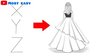 How to draw a girl Backside drawing  Easy drawing Step by step  girl drawing [upl. by Annahgiel799]