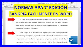 Cómo HACER SANGRÍA en WORD según la Norma APA 7ma Edición [upl. by Niwroc216]