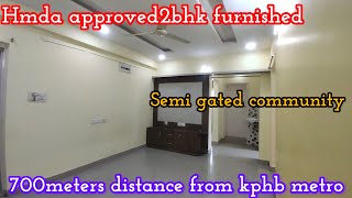 Hmda approved 2bhk east facing furnished flat for sale in Kukatpally near kphb metro station [upl. by Etnomed]