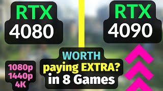 RTX 4080 vs RTX 4090 in 8 GAMES 1080p 1440p 4K  Ray Tracing  DLSS 3 [upl. by Ail]