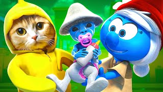 ¡¿🍄🧙‍♂️SMURF CAT es el 👶🏻BEBÉ de 🍌Banana Cat Español Pitufo Gato Shailushai [upl. by Druci]