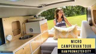 MICROCAMPERVAN TOUR with 3 Clever Seating Options  RAM PROMASTER CITY Tiny Home Conversion [upl. by Shutz]