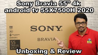 Hindi  Sony Bravia 55quot 4k android tv 55X7500H 2020 Unboxing and Review [upl. by Yssirk100]