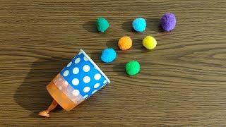 DIY Pom Pom Launcher  Pom Pom Shooter  DIY Game  Paper Cup Game  Pom Pom Popper [upl. by Lavud257]