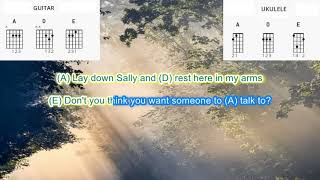 Lay Down Sally by Eric Clapton play along with scrolling guitar chords and lyrics [upl. by Mignon]