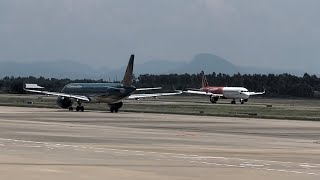 Vietnam Airlines Airbus A321200 amp VietJet Air Airbus A321200 Taxiing at Da Nang VNA620VNA634 [upl. by Refinne]