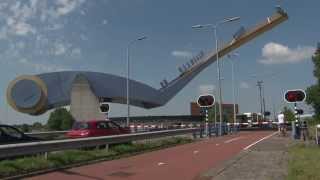 BIG ART DRAWBRIDGE IN THE NETHERLANDS  Slauerhoffbrug Leeuwarden  Friesland [upl. by Eniamaj]