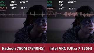 HELLBLADE AMD Radeon 780M vs Intel ARC iGPU Ultra 7 155H  32GB LPDDR56400  Benchmark [upl. by Rentschler73]