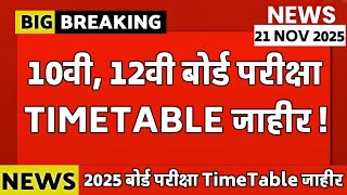 ✅ Maharashtra Board Exam 2025 Time Table Declared 🔥 10th 12th Board Exam Time Table 2025 Declared 🚀 [upl. by Annaicul270]